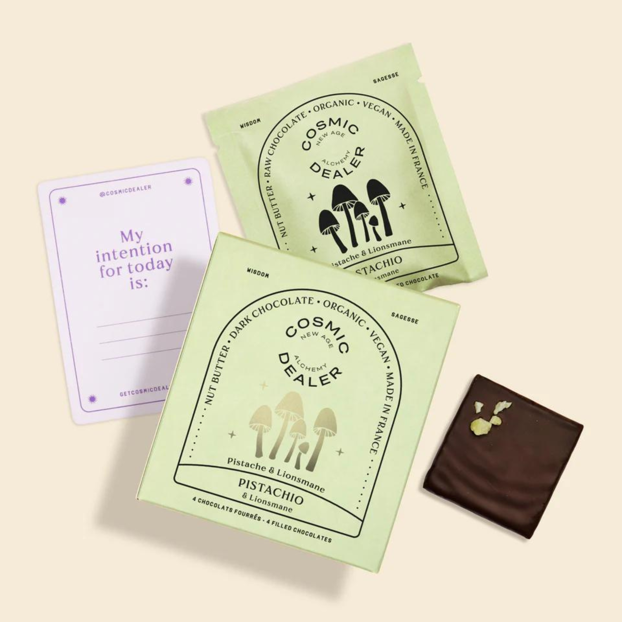 Cacao cru Pistache BIO & Crinière de Lion