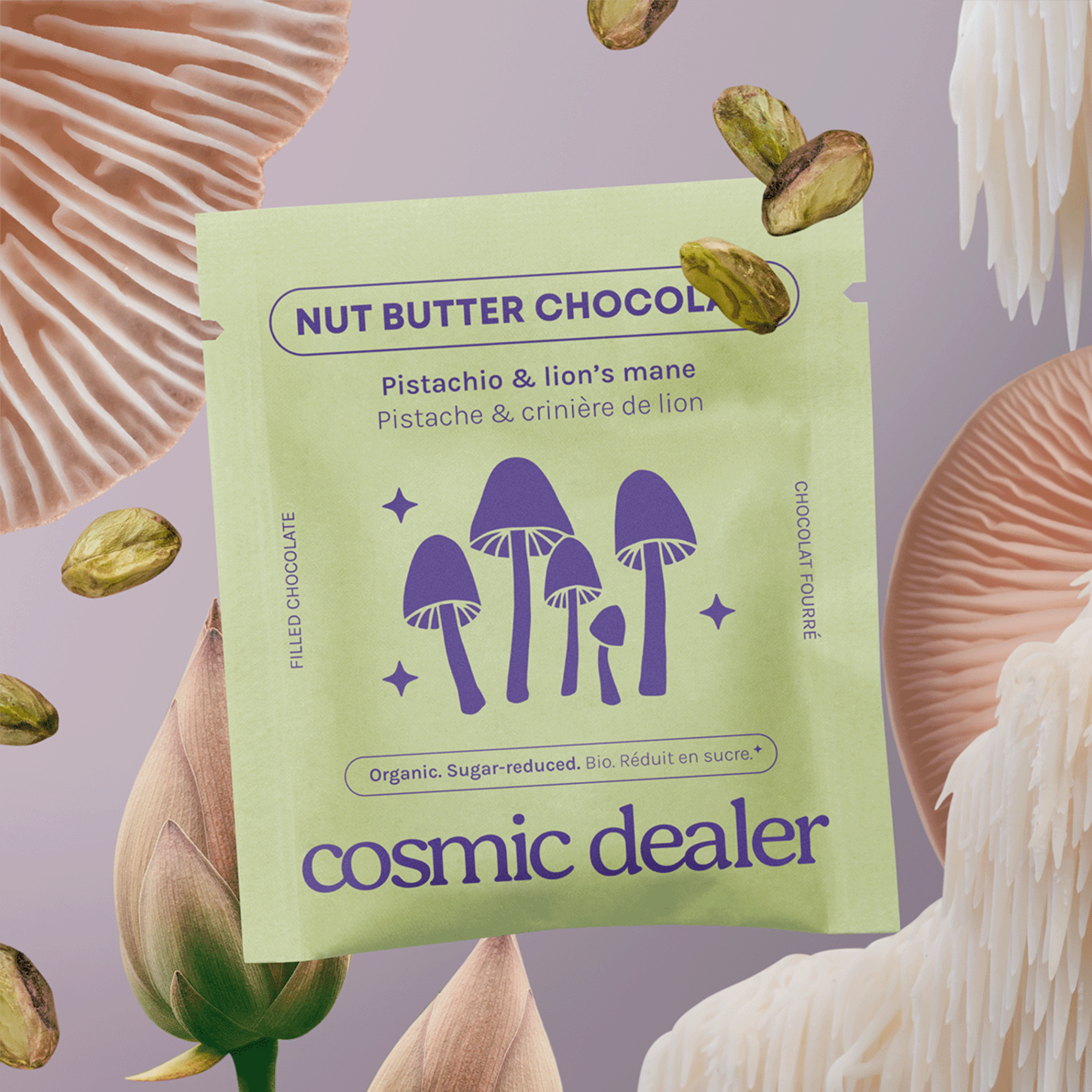 Cacao cru Pistache BIO & Crinière de Lion