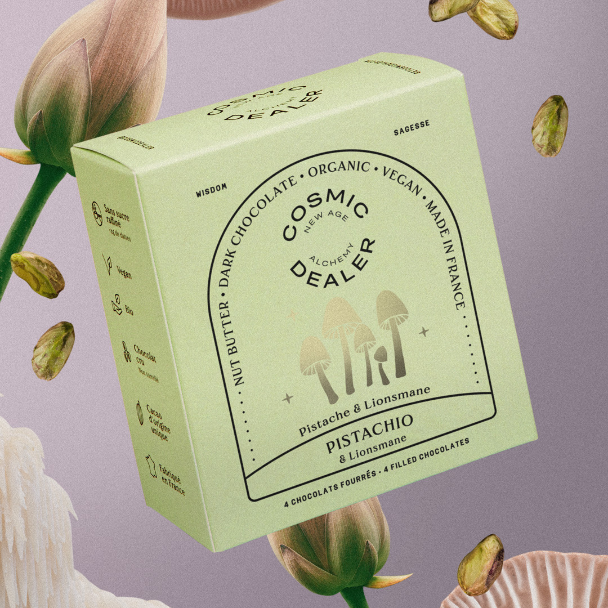 Cacao cru Pistache BIO & Crinière de Lion