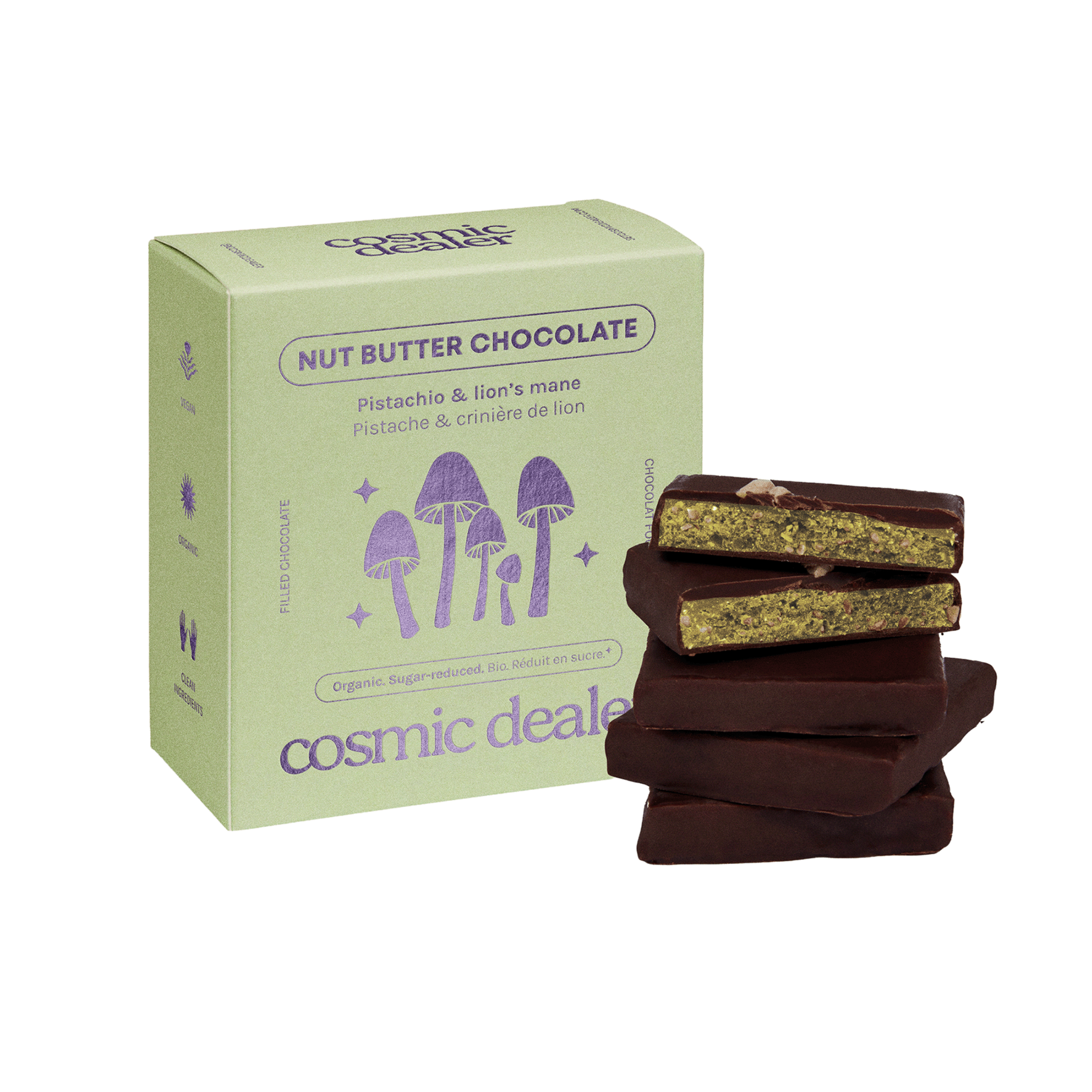 Cacao cru Pistache BIO & Crinière de Lion