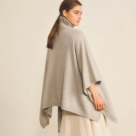 Poncho en cachemire ANGELA - Pearl grey